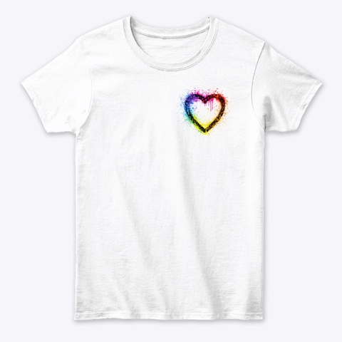 Rainbow Heart Tee White T-Shirt Front