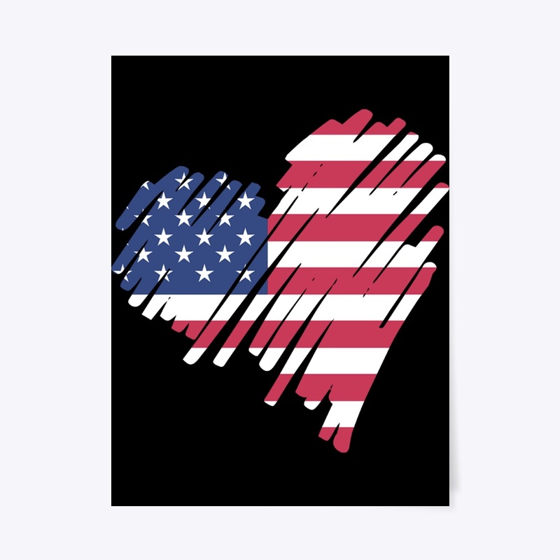 Heart American Flag 4th of July
