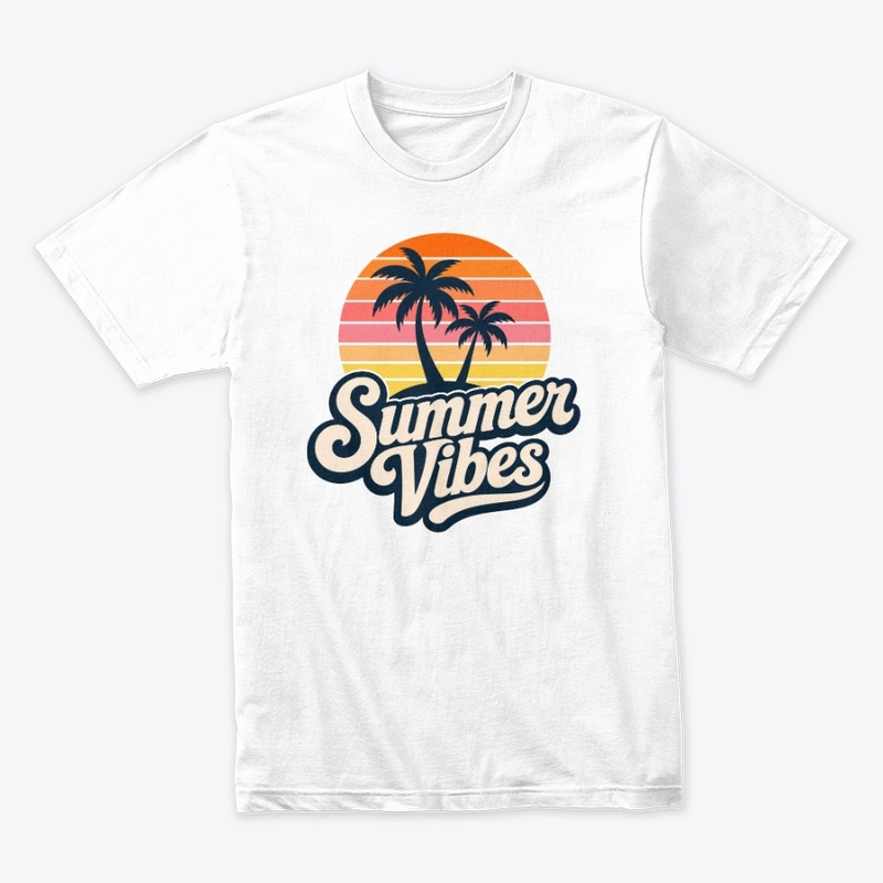 Summer Vibes Sunset Palm Trees Graphic