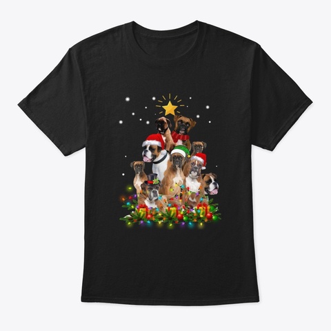 Boxer Dog Christmas T Shirts Black Kaos Front