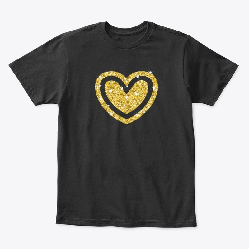 Gold Glitter Heart in Heart 
