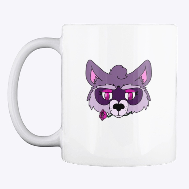 Purple Raccoon With Rose in Mouth