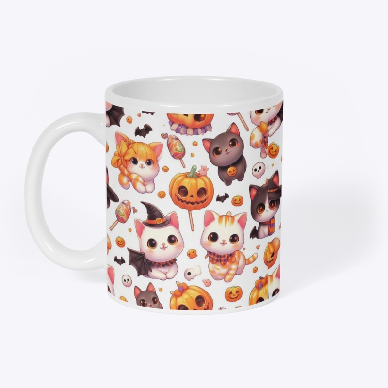 Whimsical Halloween kitty party mug 
