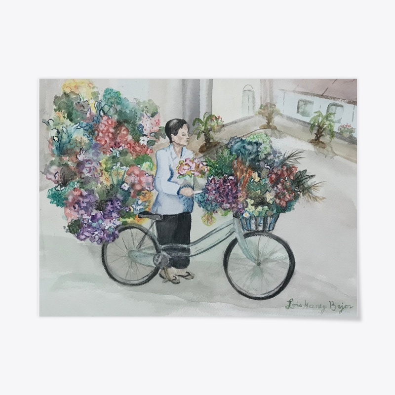 Flower Peddlar On Bicycle