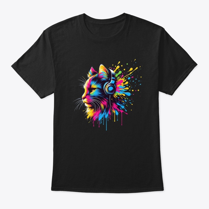 Color Vibe Cat with Headphones