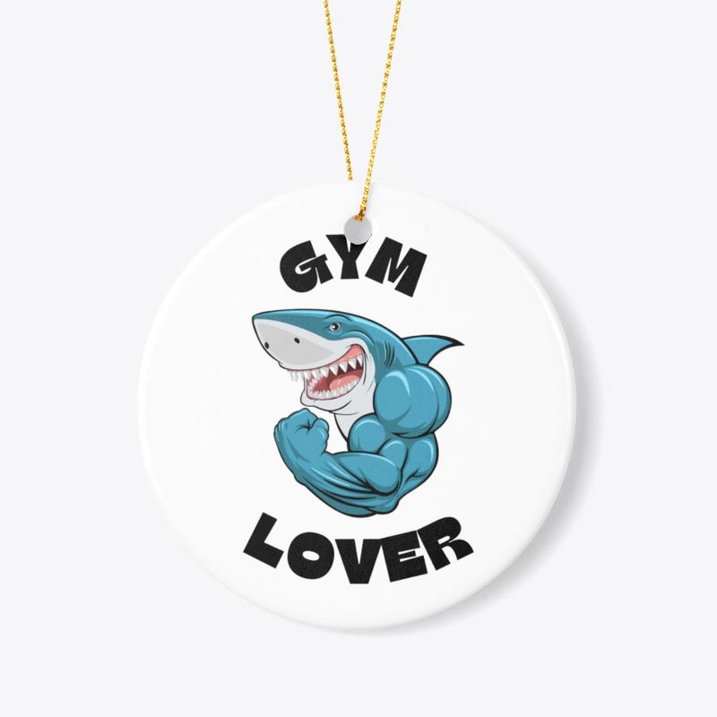 Blue Illustrated Shark Gym Lover T-Shirt