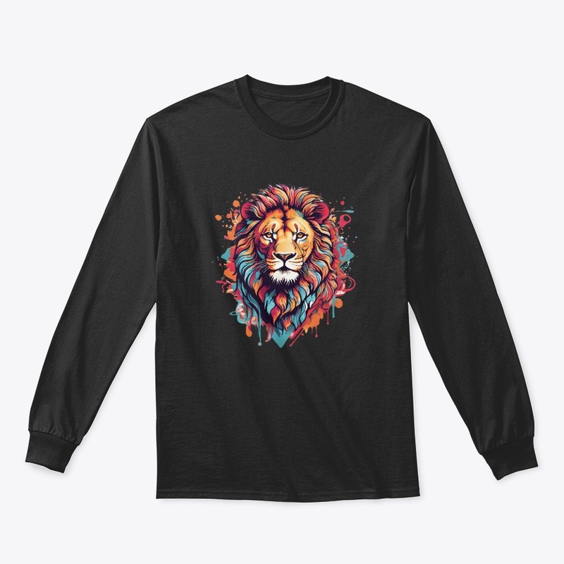 A psychedelic graphic design with a lion