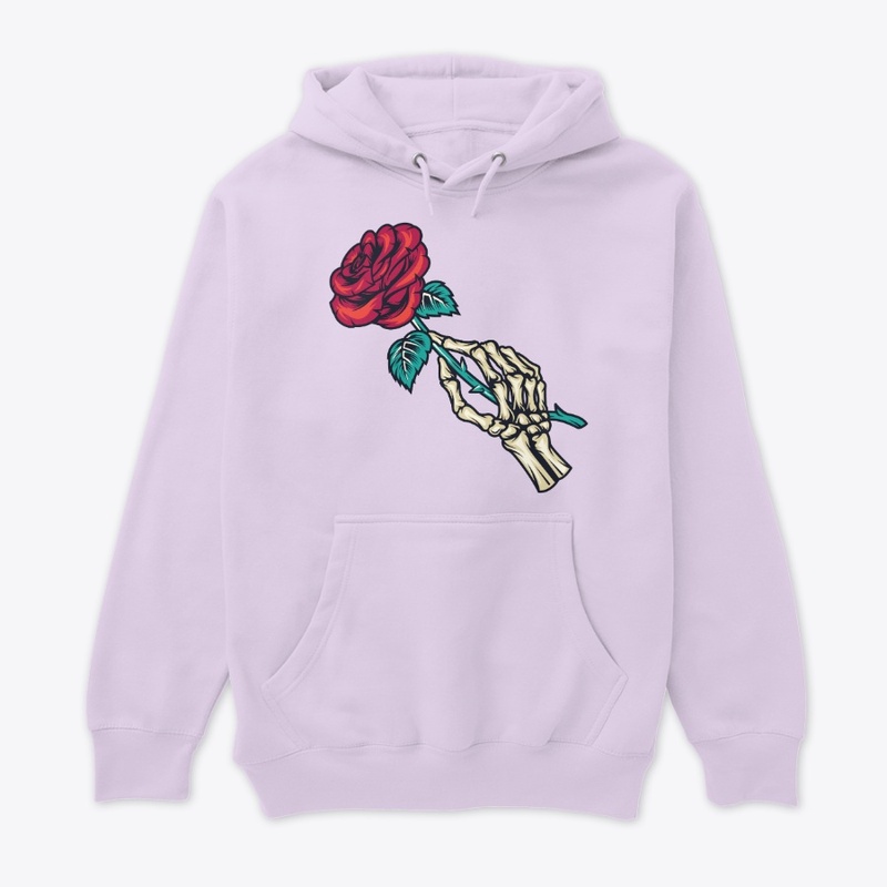  Skeleton Hand Holding Rose Hoodie 