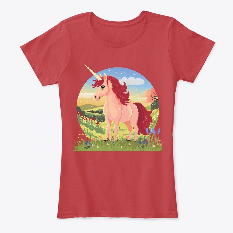 cute unicorn in a spring landscape