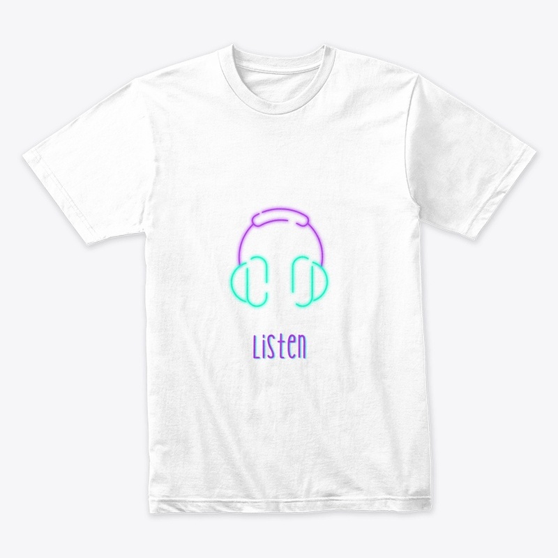 Purple illustrate listen graphic t-shirt