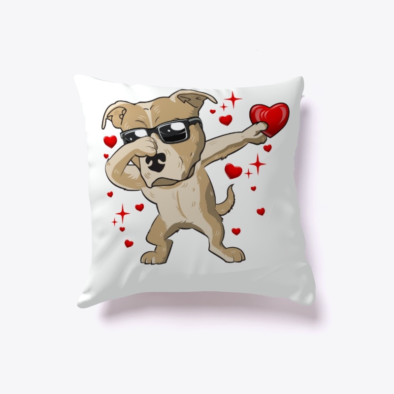 Dabbing Pit Bull Heart Valentine T Shirt