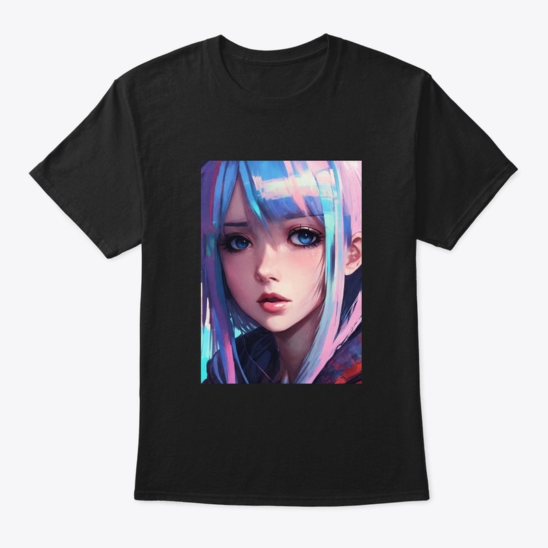 glitched attractive anime emo girl