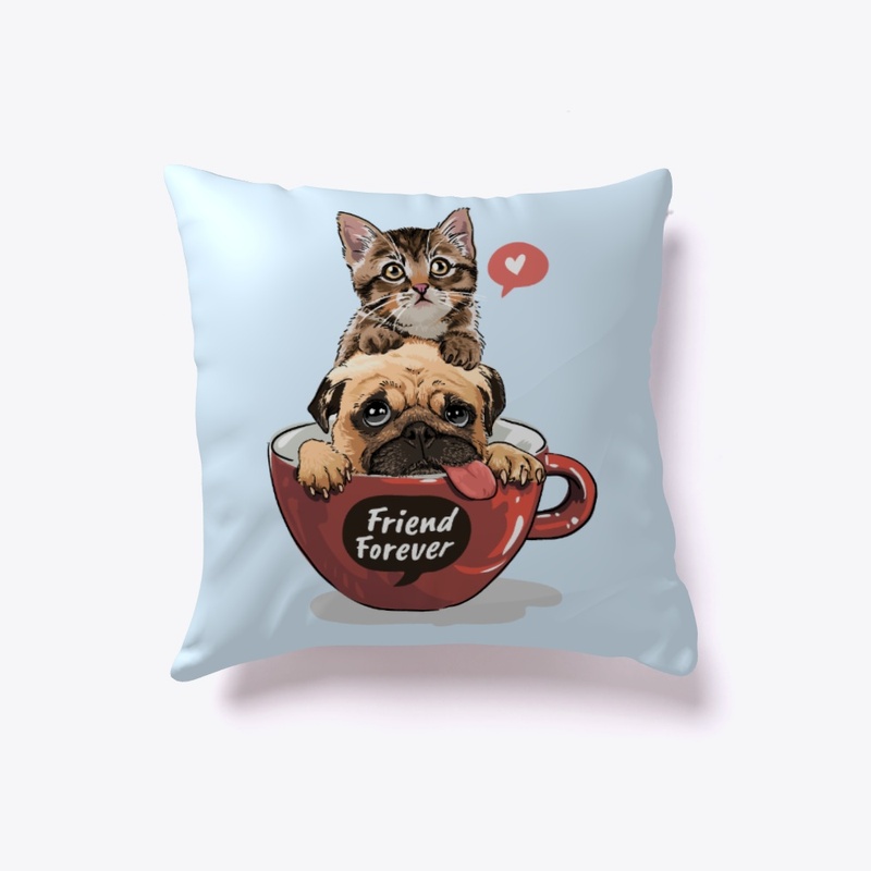 Pug Dog Indoor Pillow Friend forever