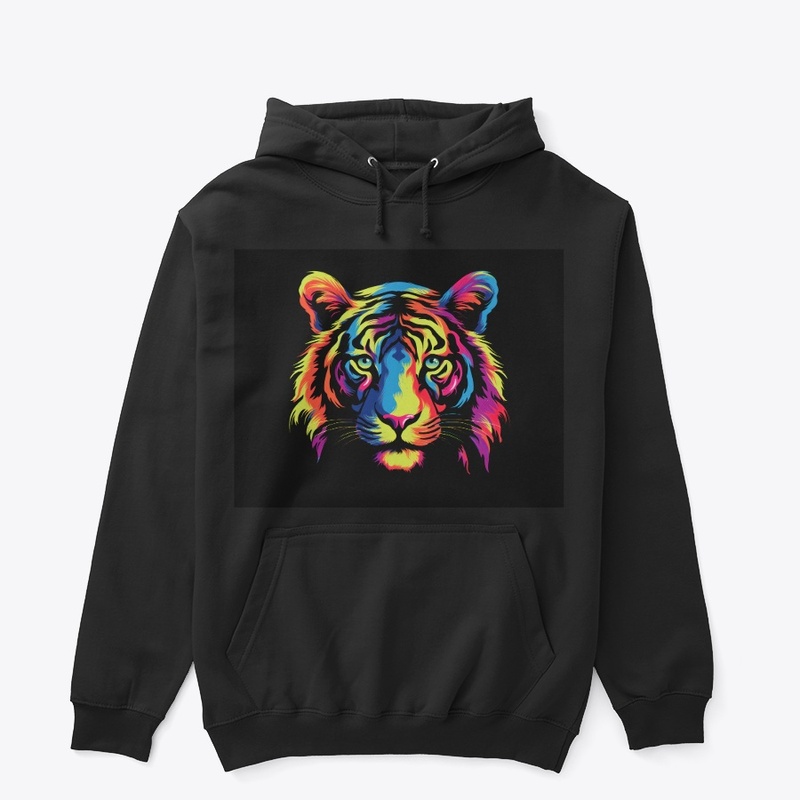 Wild Tiger colourful face Splash Hoodie.
