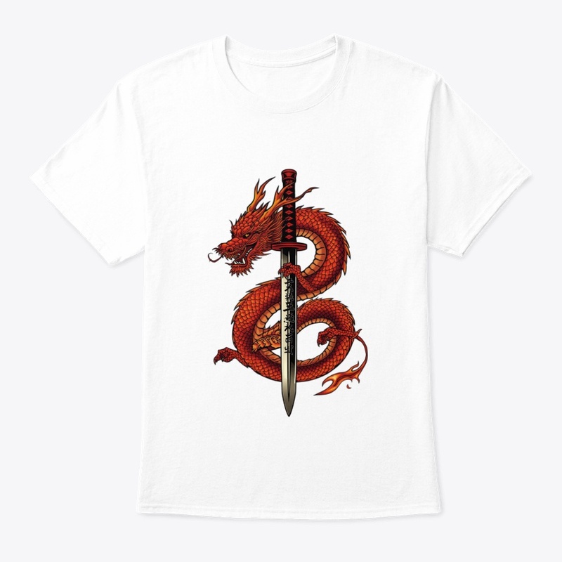 Japanese Dragon & Sword Graphic  🐉