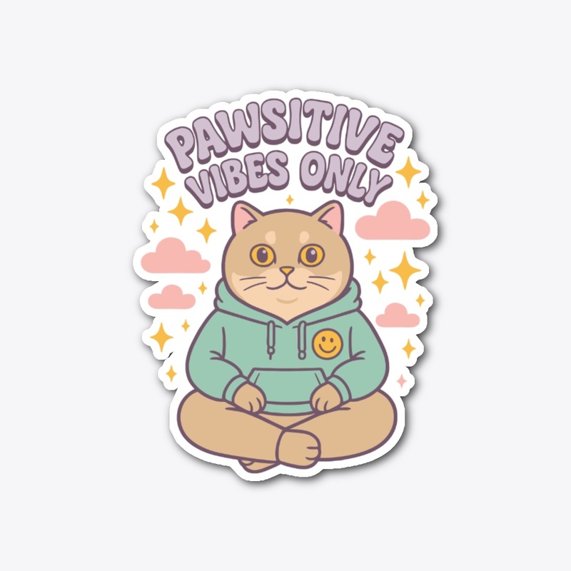 Pawsitive Vibes Only Meditating Cat Tee