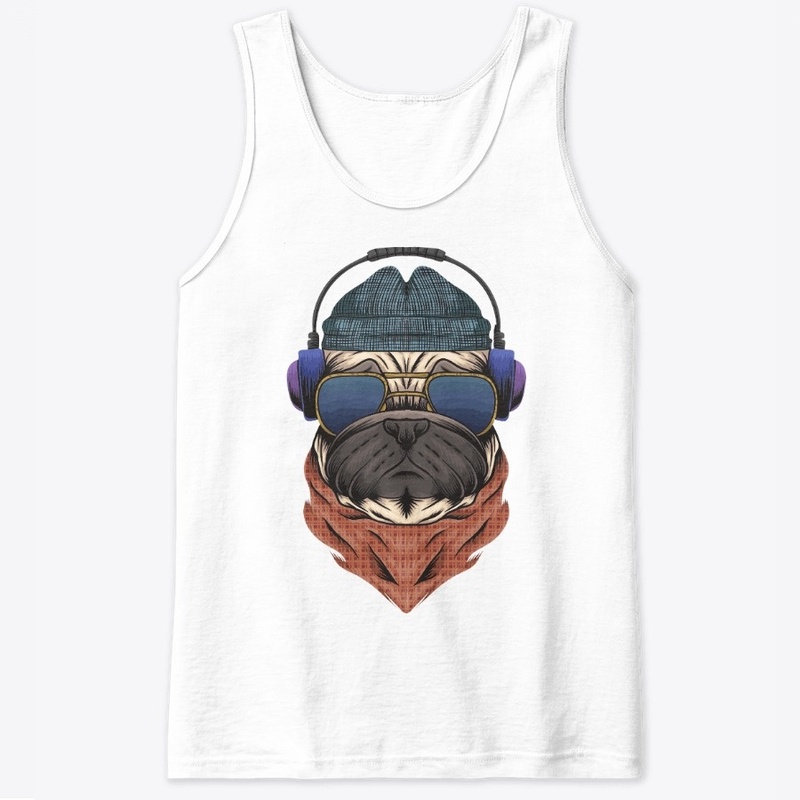 Pug on Headphone