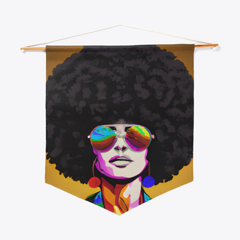 Woman with Afro and Rainbow Glasses 