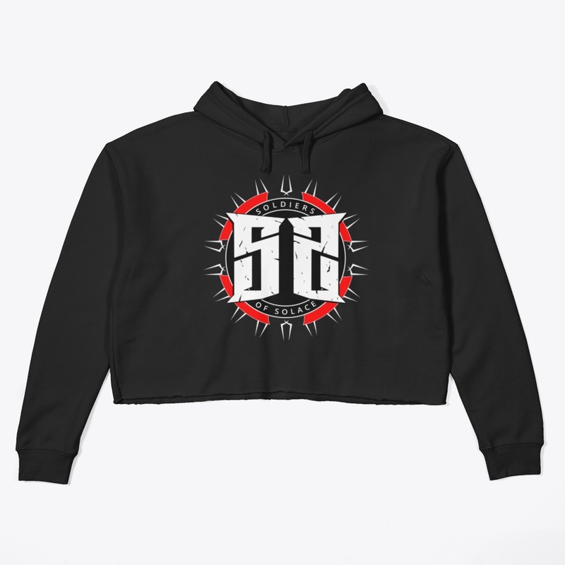 SOS Crop Hoodie Black w/ Color Logo