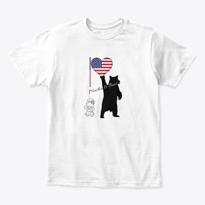 Masha & Bear 4th July American flag Tee