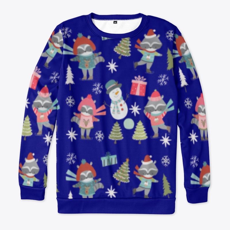 Racoons Skating Ugly Xmas Sweater