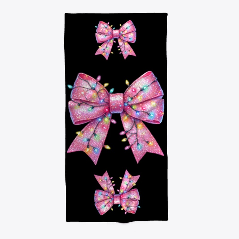 Elegant Christmas Fancy Pink Bow Black