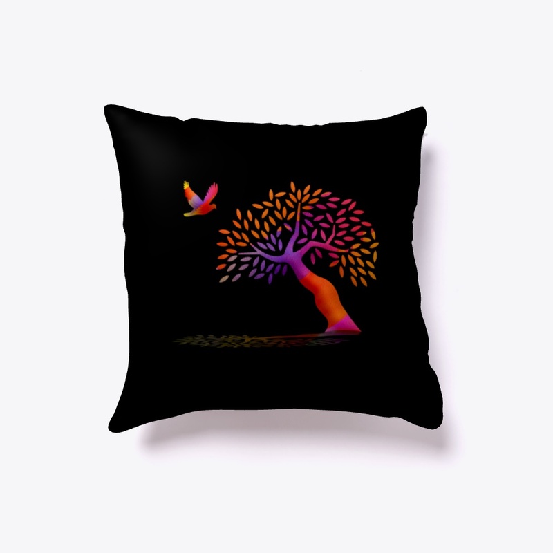 Rainbow trees and birds Indoor Pillow
