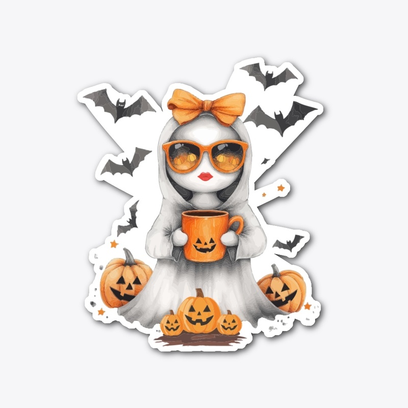 PUMPKIN GHOST DIVA STICKER