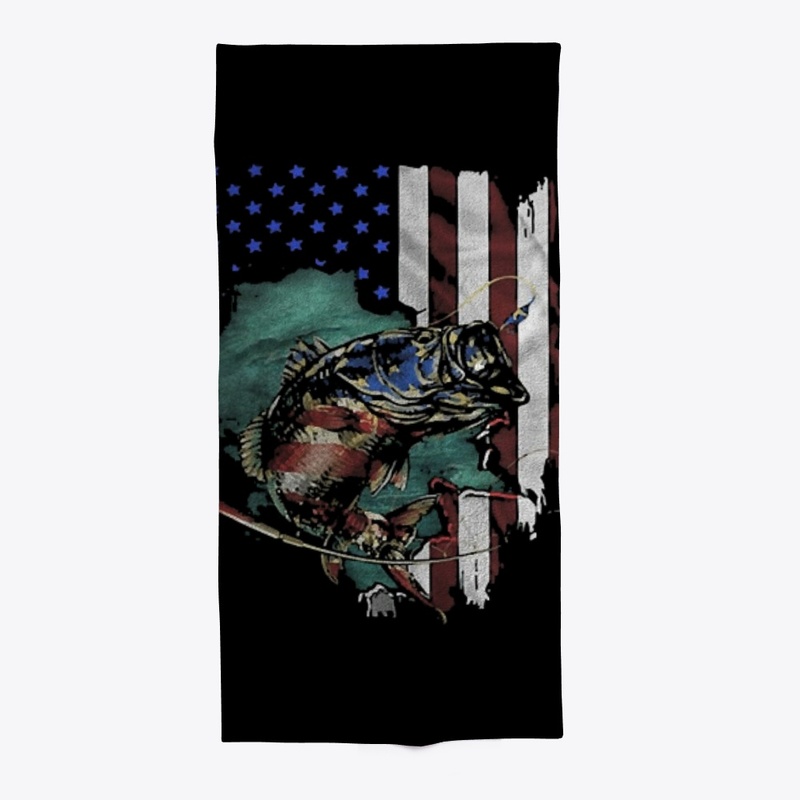 Bass Fishing American Flag