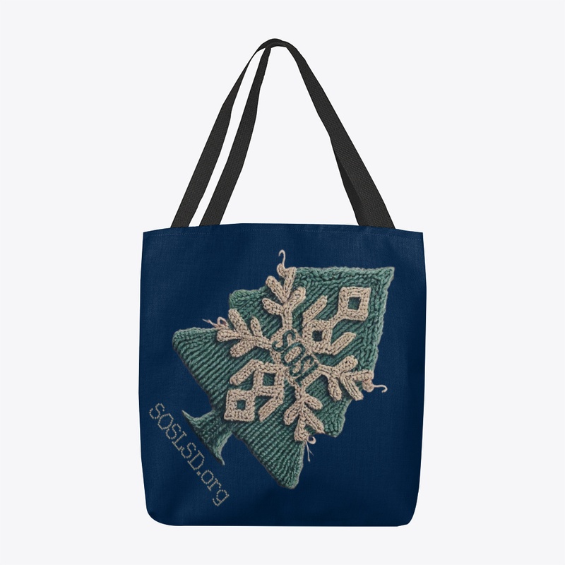 SOSL holiday tree knit print tote bag
