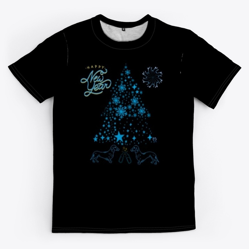 Sparkle Blue Tree New Yr Dachsies