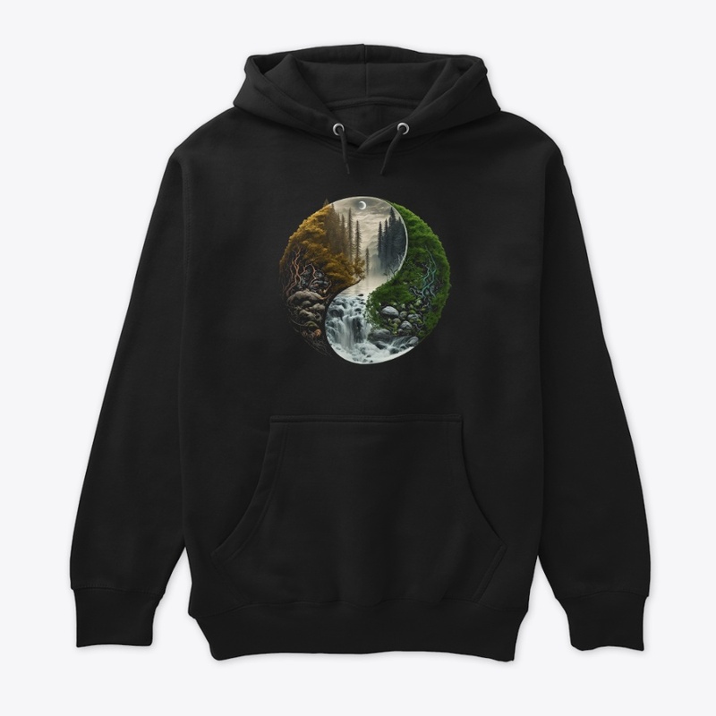  landscape forest waterfall yin yang