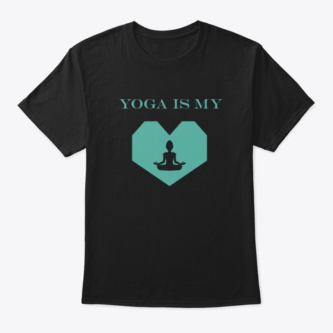 Yoga Is My Heart Black T-Shirt Front