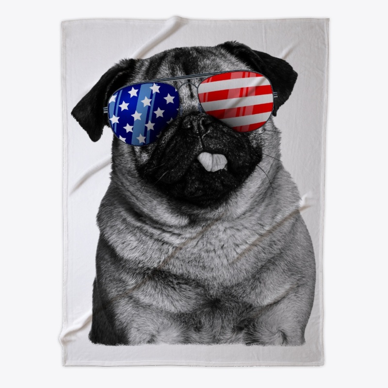 Vintage American Flag Patriot Pug