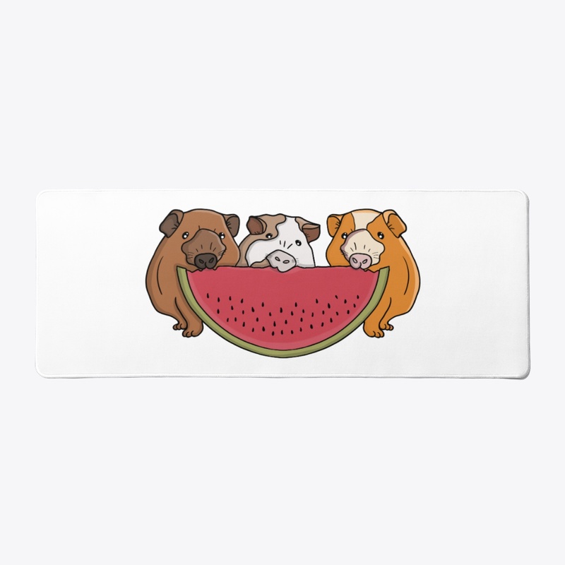 Playful Guinea Pigs and Watermelon