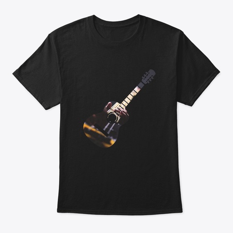 Acoustic Guitar Template Black T-Shirt Front