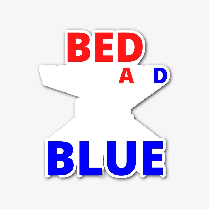 Bed white and blue funny independence na