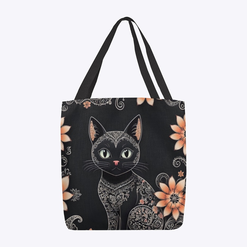 Black Cat Henna Flowers 