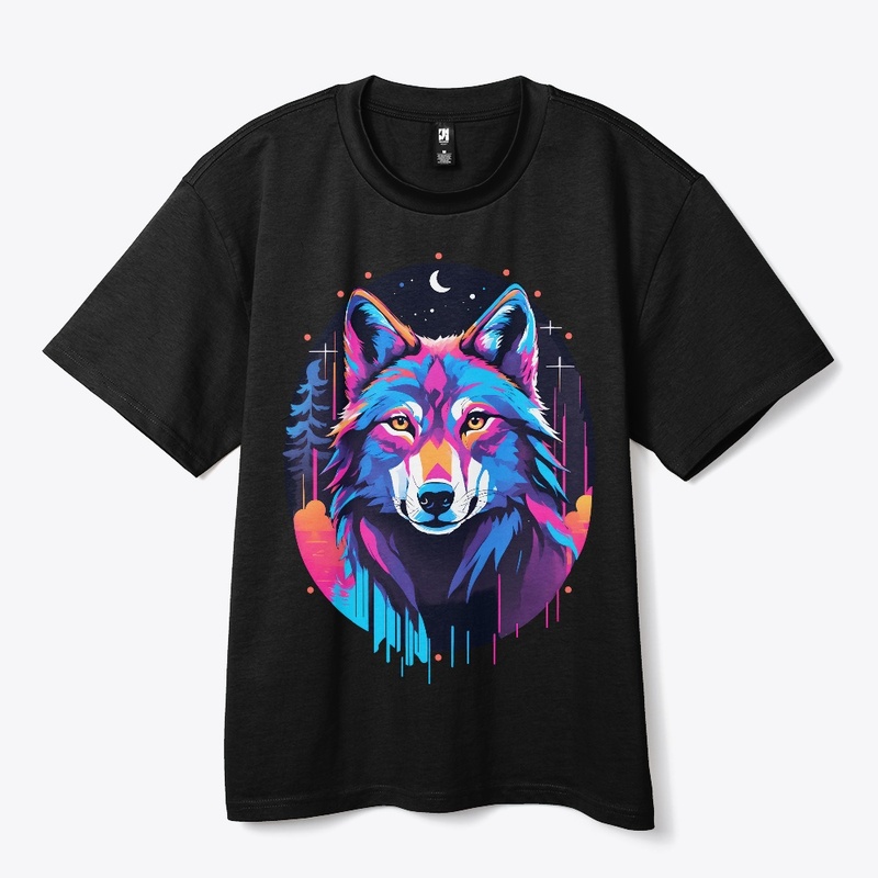 Eerie Neon Blacklight Wolf Shirt