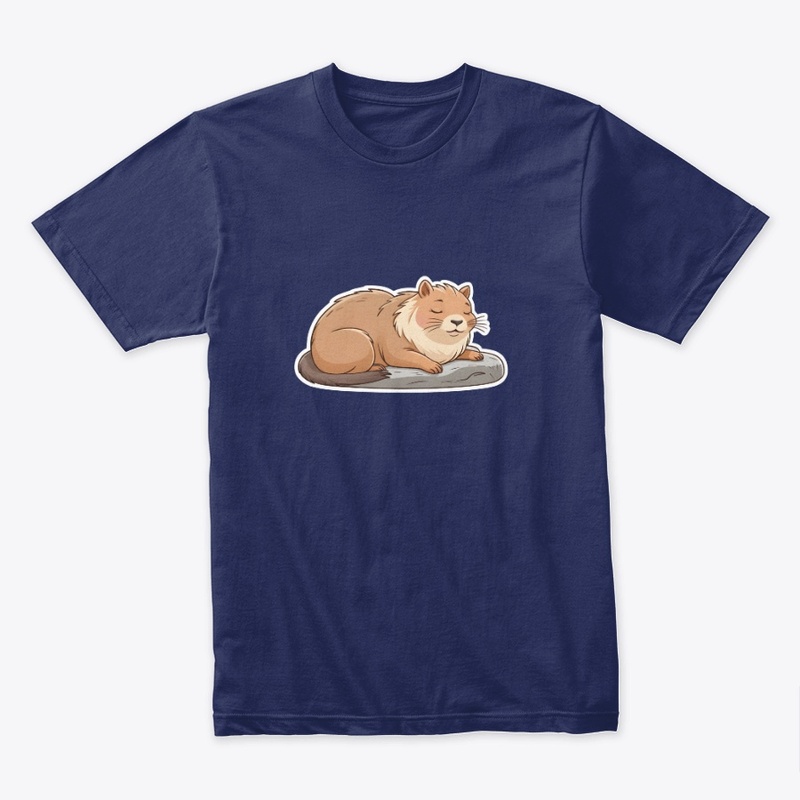 Cute Cat on Capybara Cartoon.