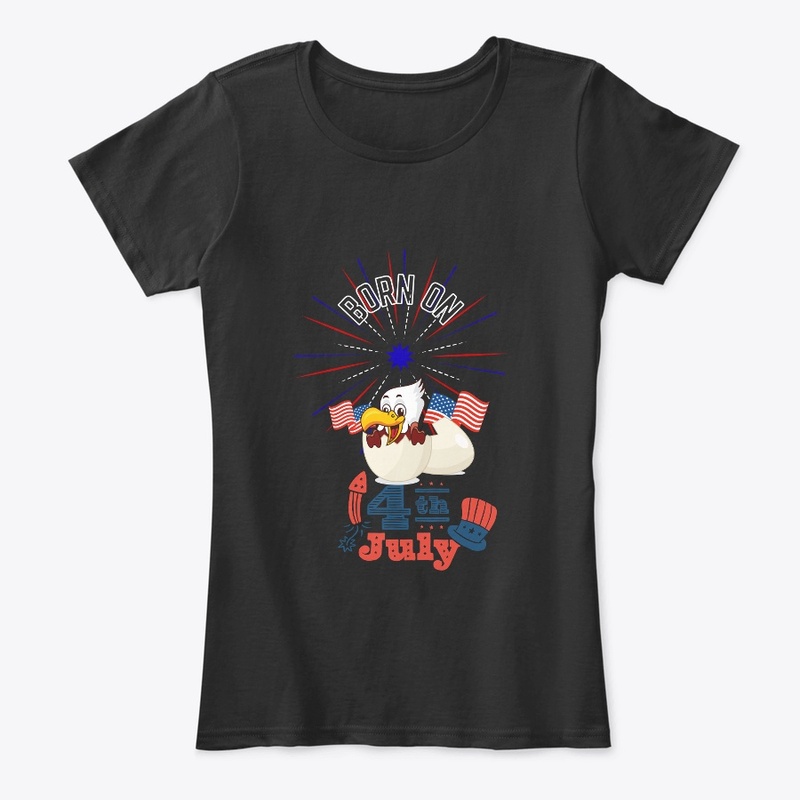 Birthday Born on 4th July American Flag