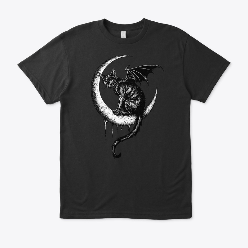  Gothic Black Cat Bat Wings Crescent