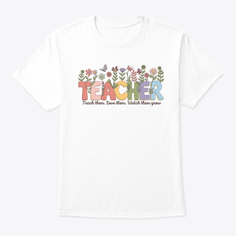 Colorful Teacher Floral Design -T-Shirt