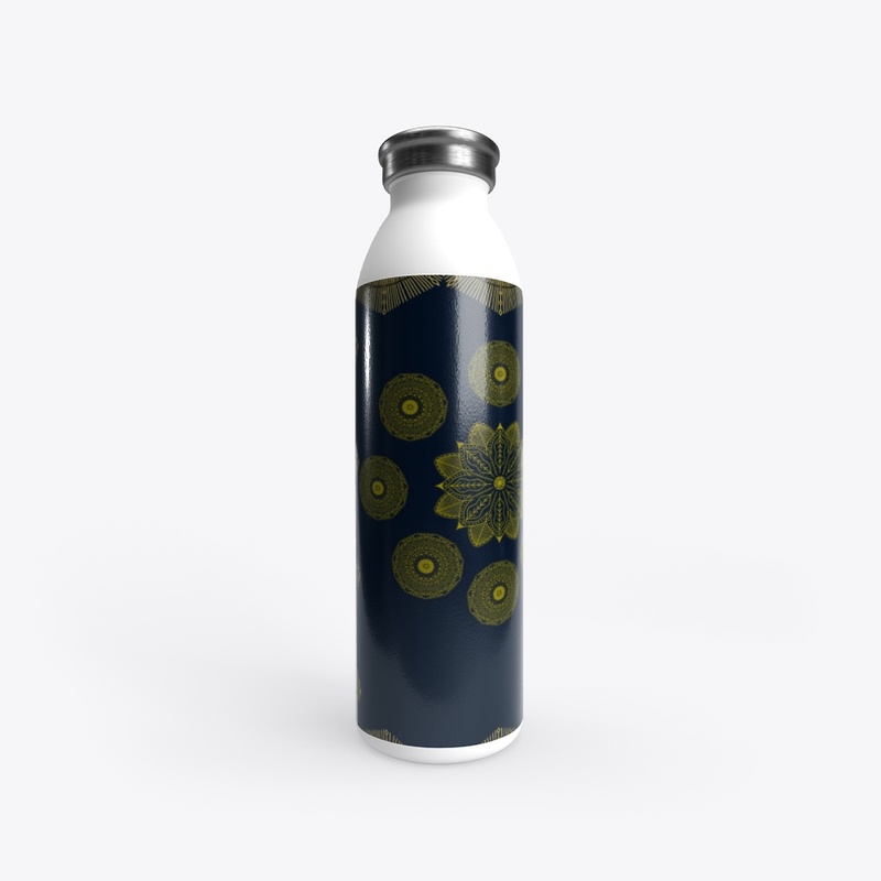 Golden mandala  on dark blue background