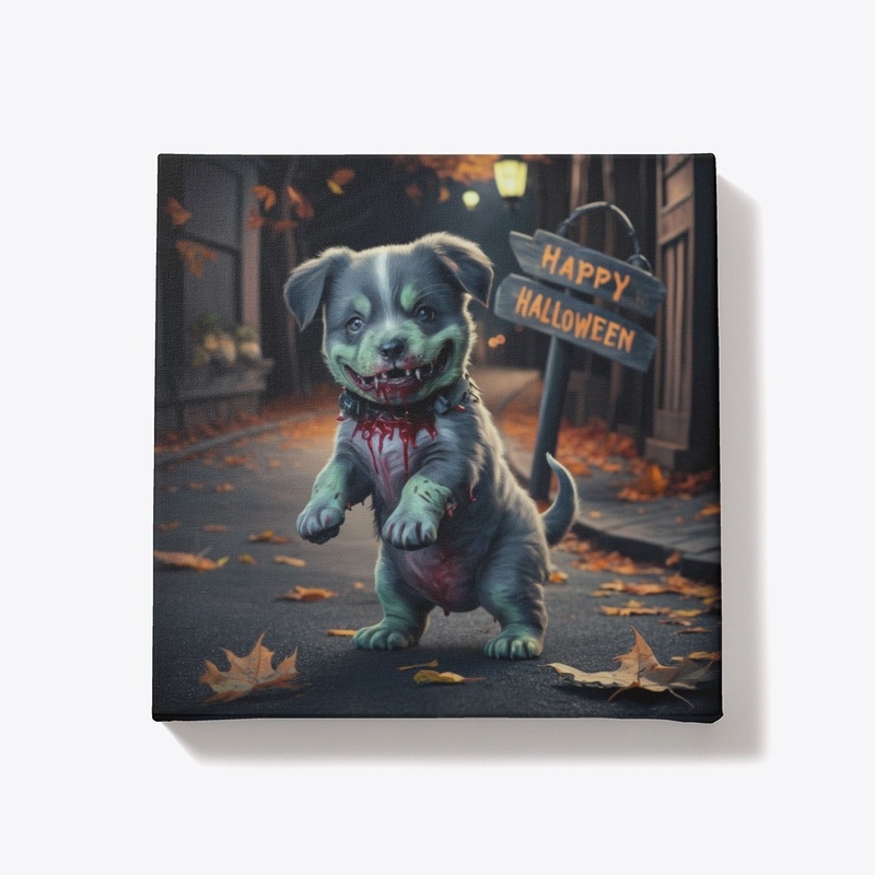Zombie Puppy: Halloween Canvas Art