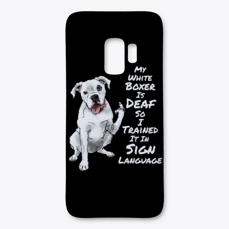 White boxer dog Deaf learn sign language
