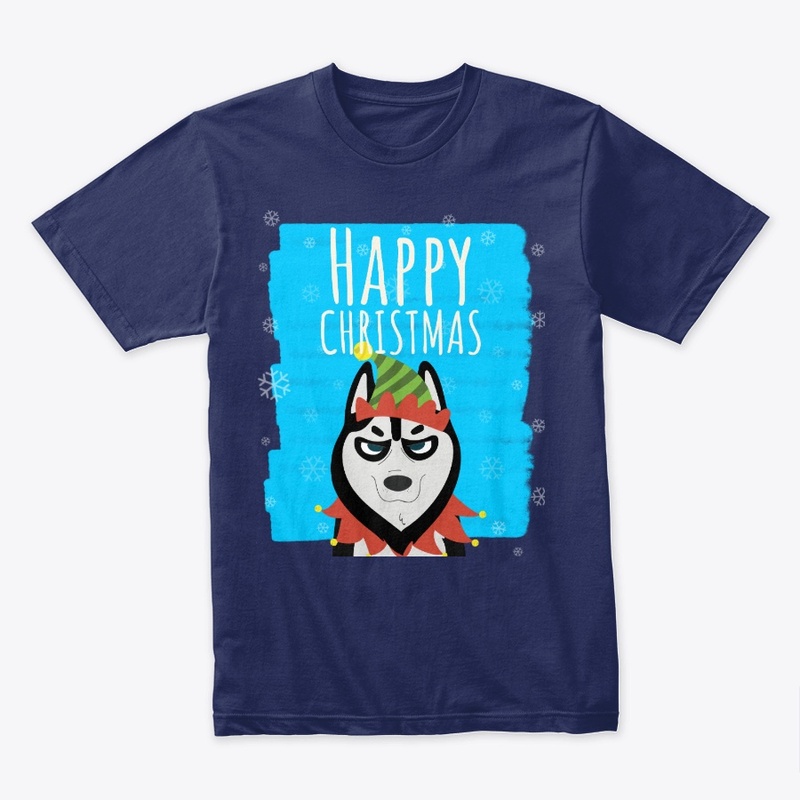 Happy Christmas grumpy husky