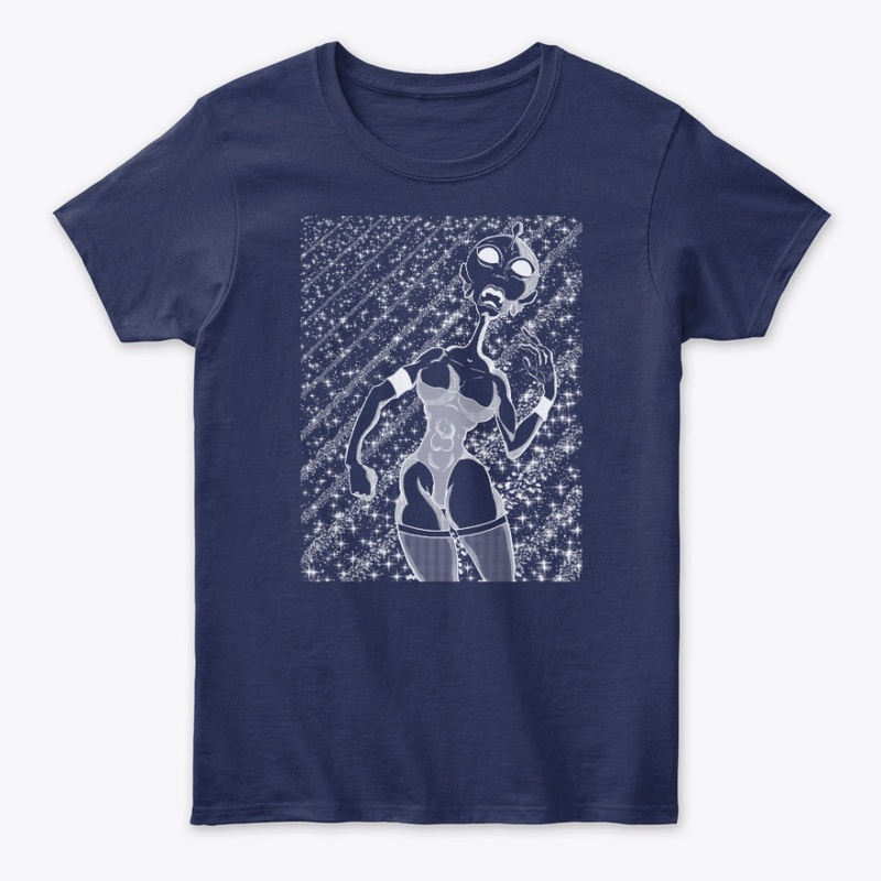 Funny running female alien.