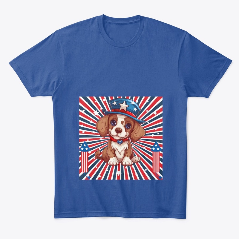 Cute Dog with American Flag for July 4th