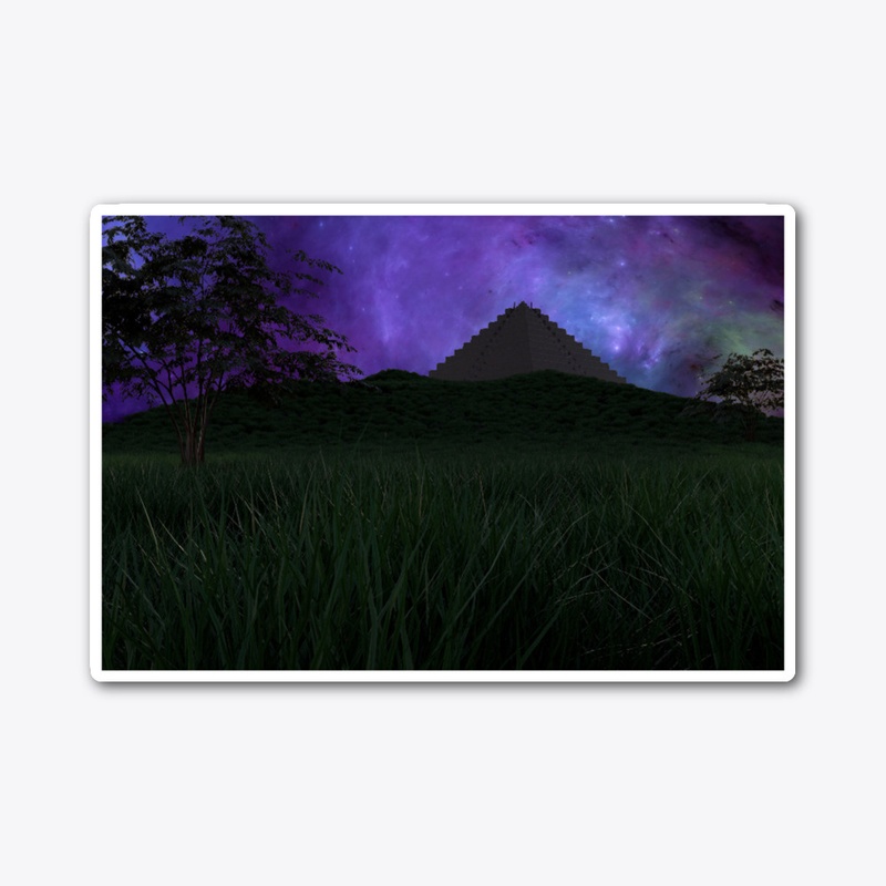 pyramid landscape and cosmos background